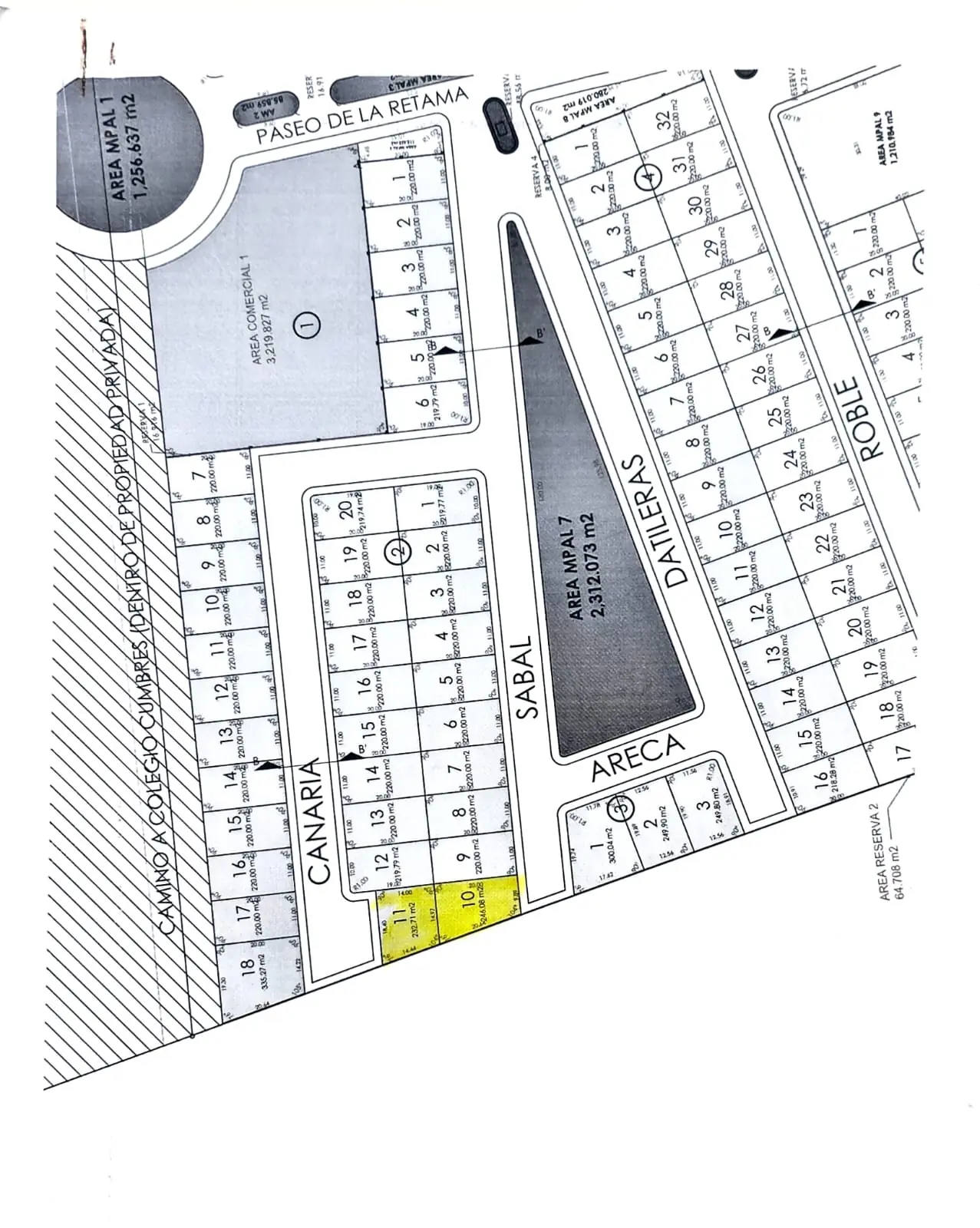 Plano de lotes de Residencial La Retama